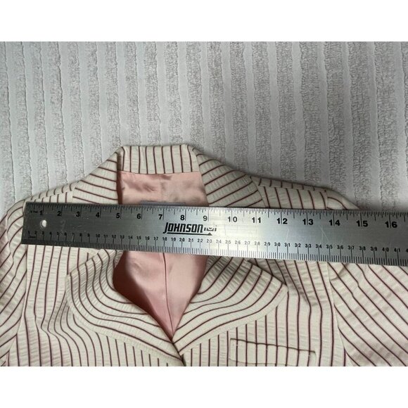Paul & Joe Womens Striped Single Breasted Smart Blazer Jacket Sz 40 White Cotton - Picture 5 of 8